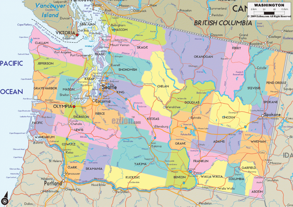 Map Of Washington State Counties And Travel Information | Download - Washington State Counties Map Printable