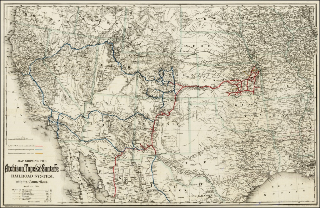 Map Showing The Atchison Topeka And Santa Fe Railroad System. With - Map Of Texas Showing Santa Fe