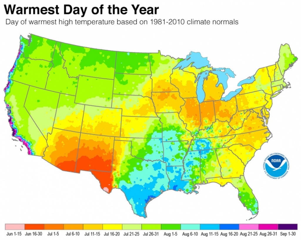 Map Shows When Summer Heat Peaks In Your Town | Climate Central - Southern California Heat Map