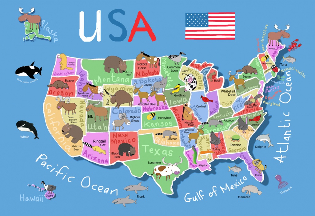 Map Usa Kids Kids Map Usachildren S Illustrator Carla Daly - Printable Children&amp;amp;#039;s Map Of The United States