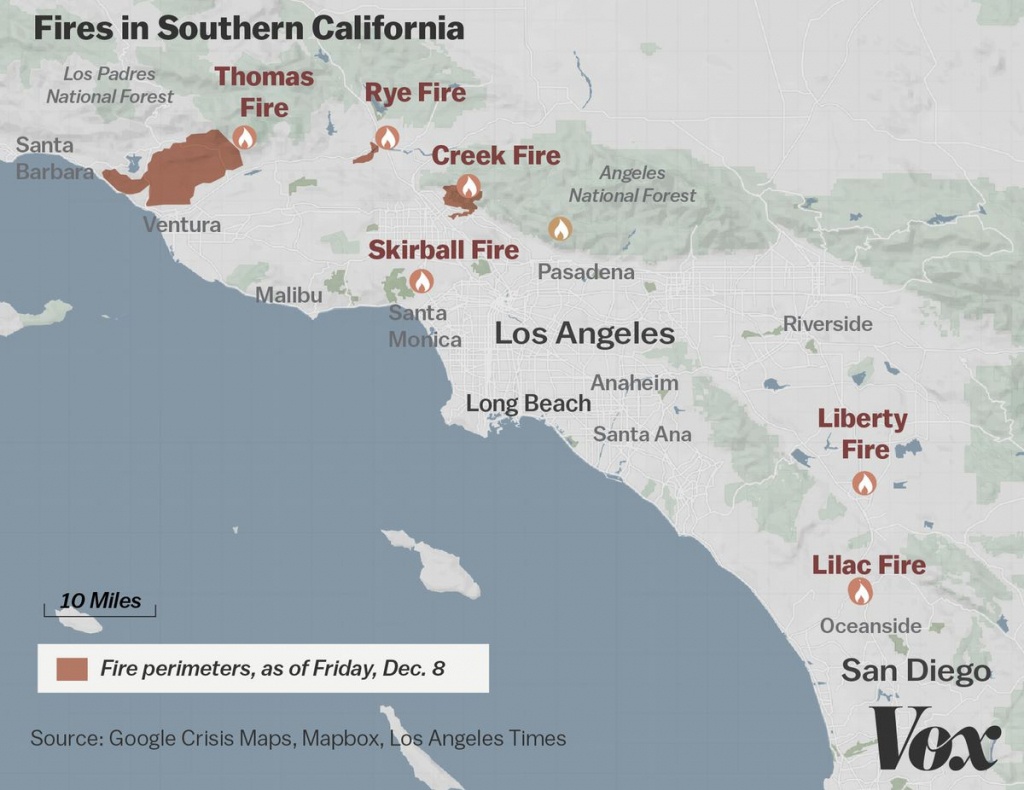 Map: Where Southern California&amp;#039;s Massive Blazes Are Burning - Vox - Show Me A Map Of California Wildfires