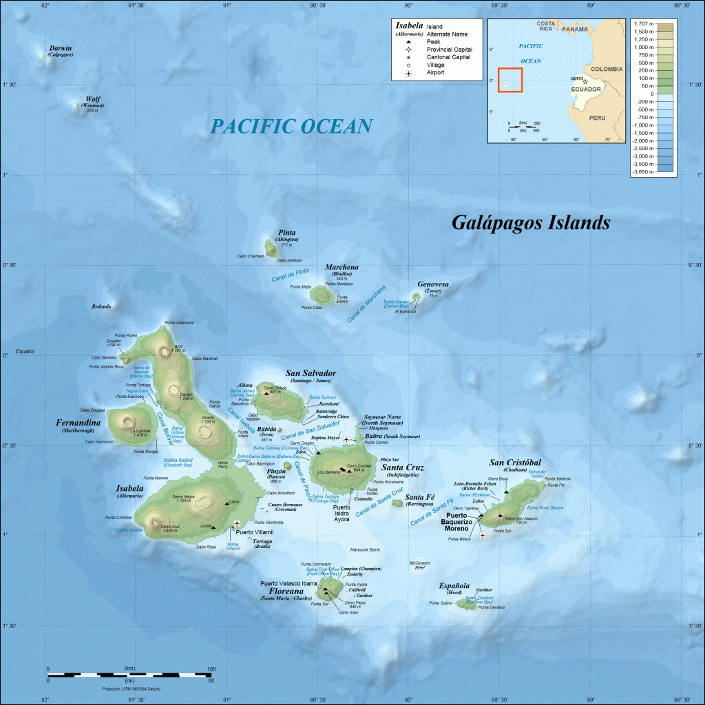 Mapa De Islas Galápagos | Galápagos Islands Map - Printable Map Of Galapagos Islands