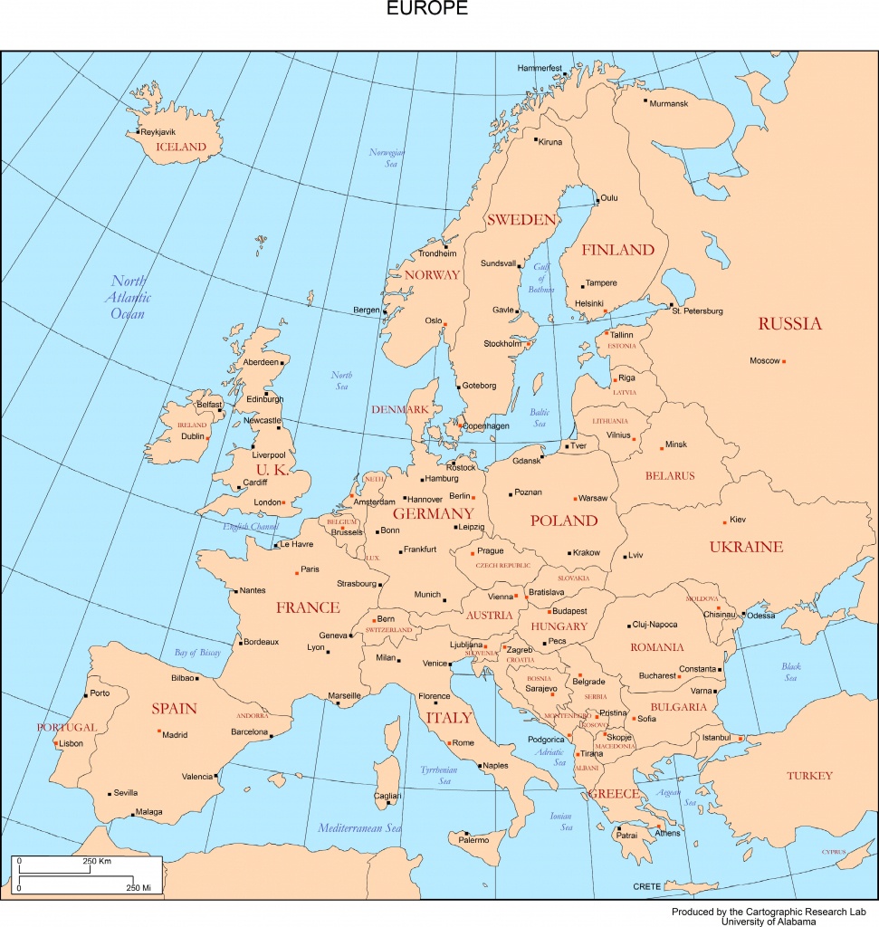 Maps Of Europe - Printable Map Of Europe With Major Cities