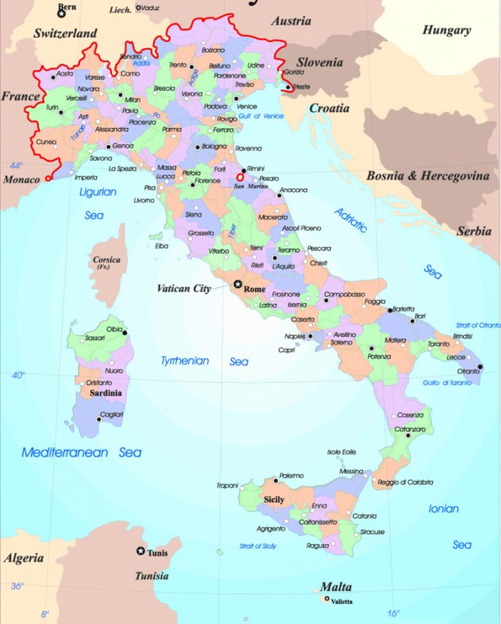 Printable Map Of Italy With Regions
