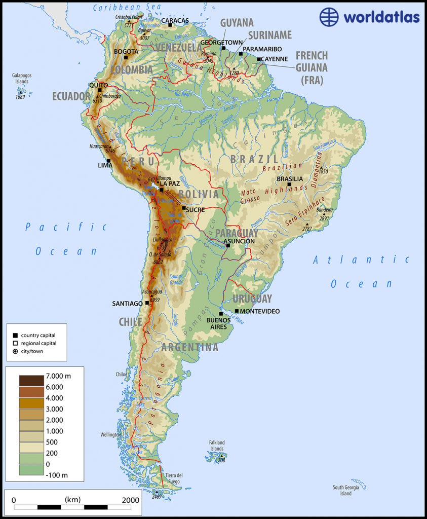 Maps Of South America - South America Physical Map Printable