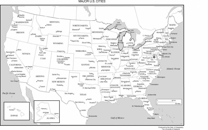 Printable Map Of Usa With Major Cities