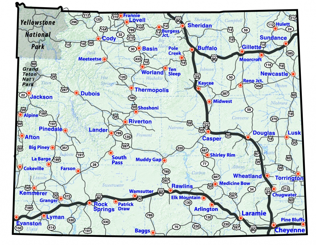 Maps - Printable Road Map Of Wyoming