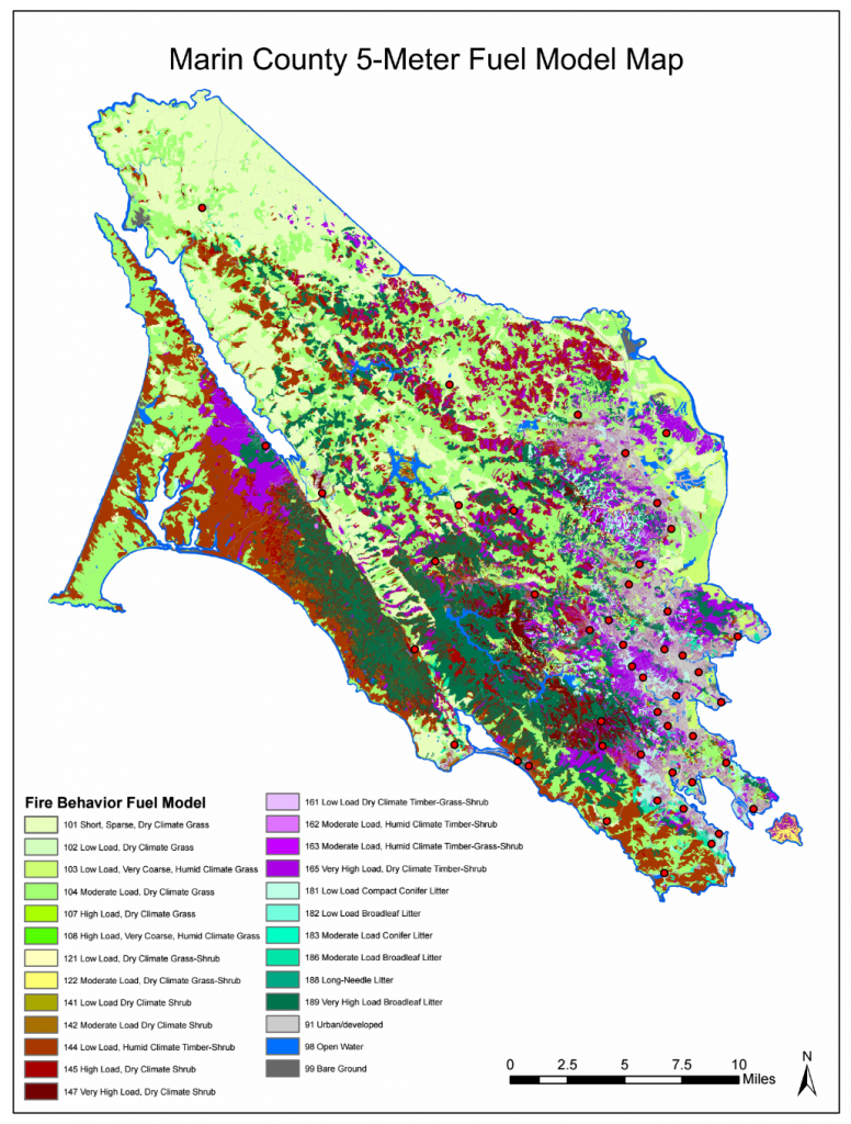 Marin County Vegetation Fuel Model, Wildfire Modeling - Marin County California Map