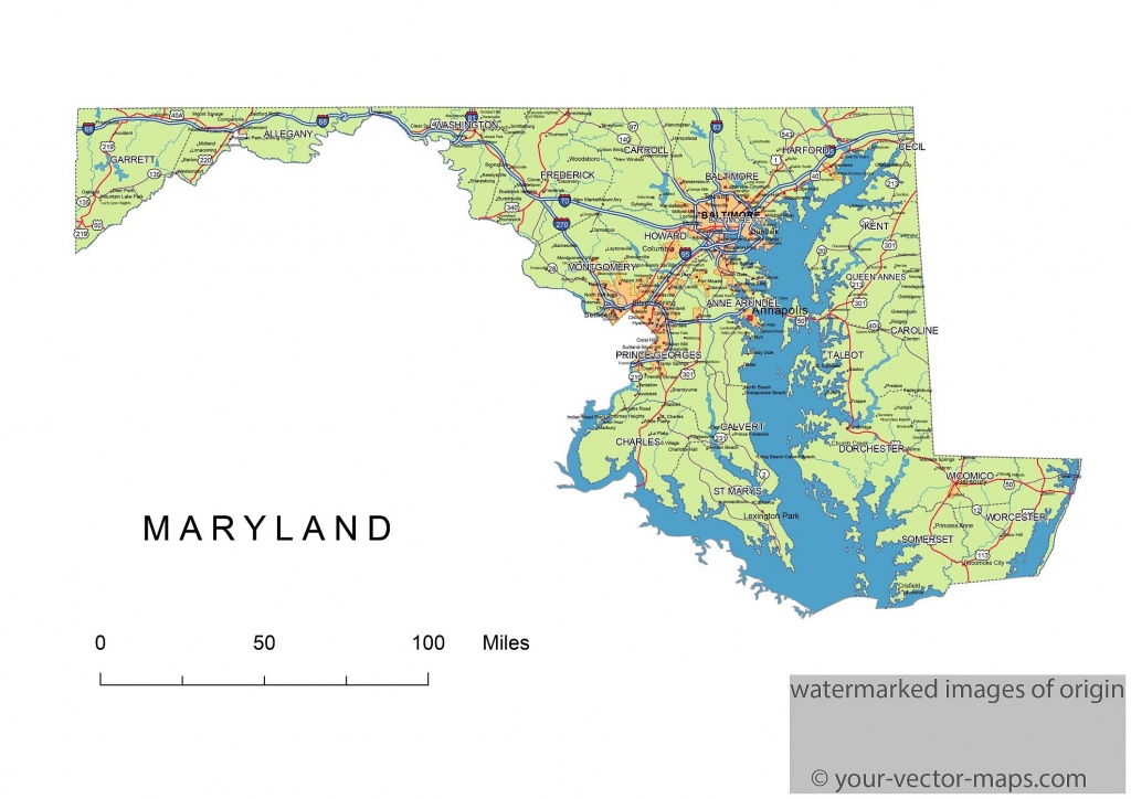 Maryland State Route Network Map. Maryland Highways Map. Cities Of - Printable Map Of Maryland