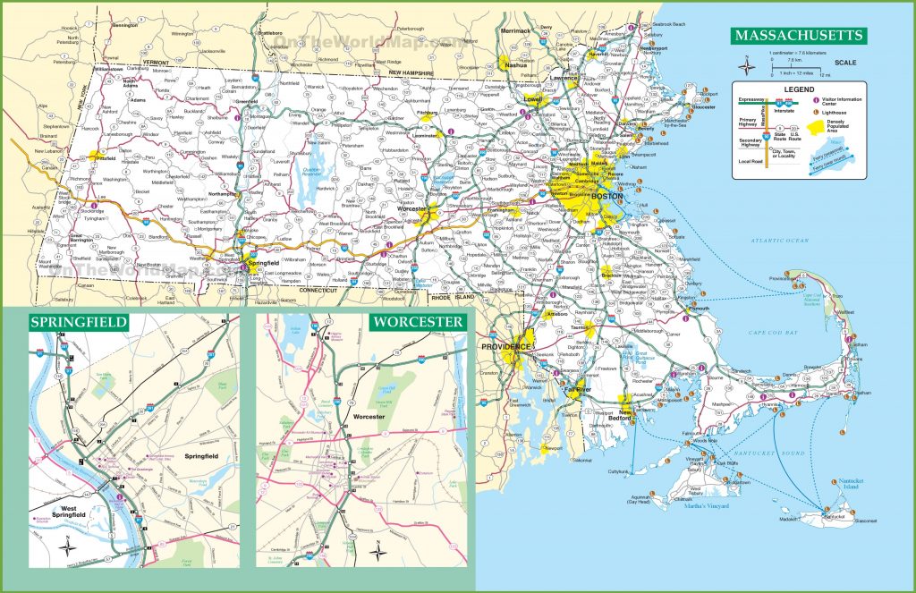 Massachusetts Road Map - Printable Map Of Massachusetts Towns ...