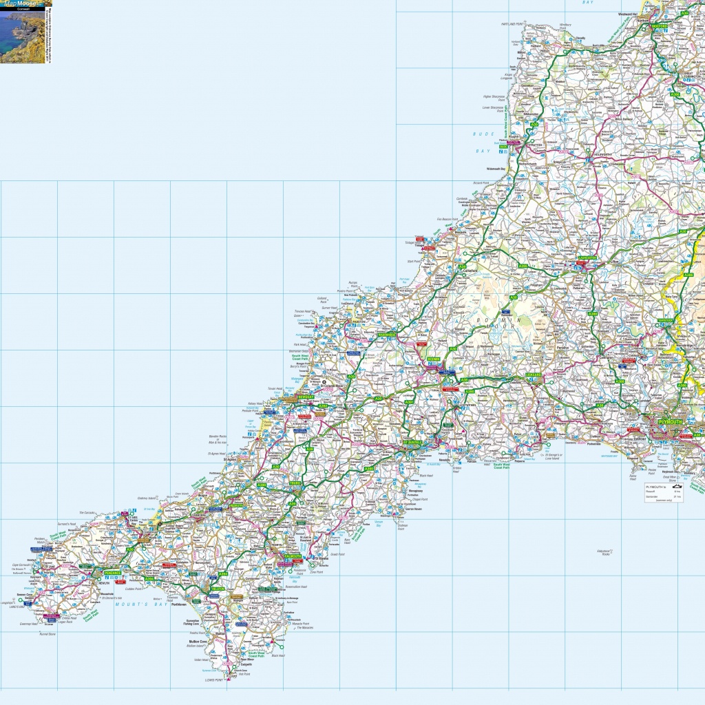 Massive Printable Downloadable Free Map Of Cornwall | My Cornwall In - Printable Map Of Cornwall