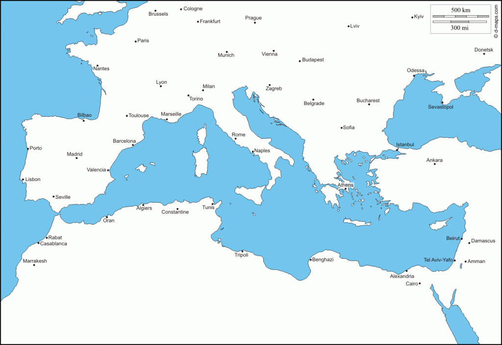 Mediterranean Sea : Free Map, Free Blank Map, Free Outline Map, Free - Mediterranean Map Printable