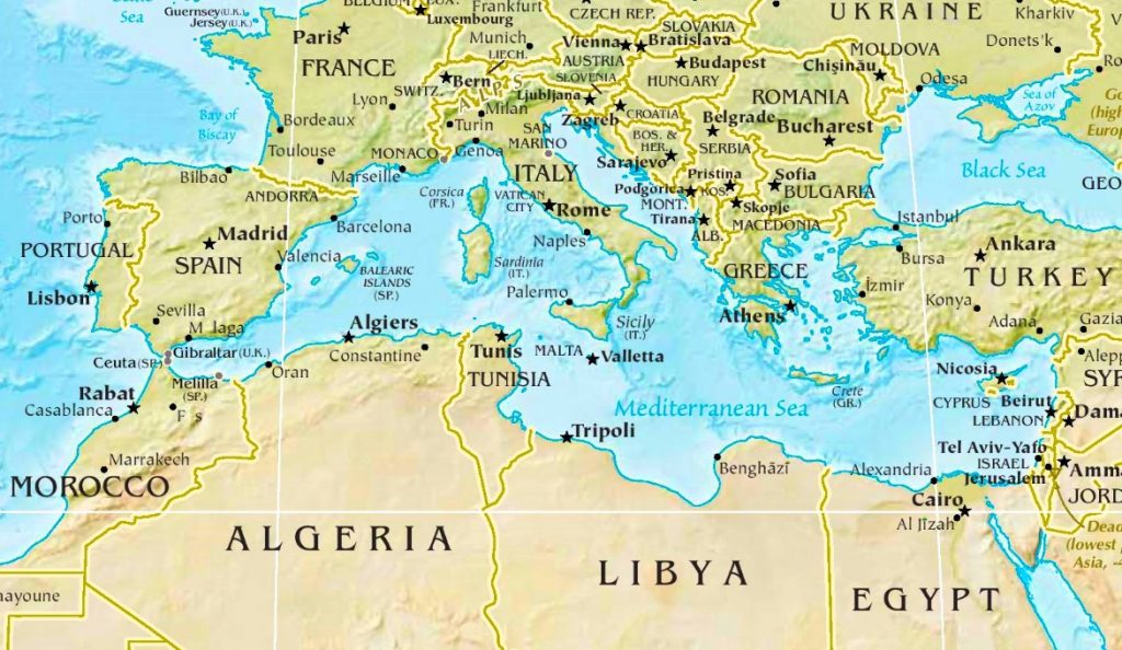 Mediterranean Sea Physical Map - Mediterranean Map Printable ...