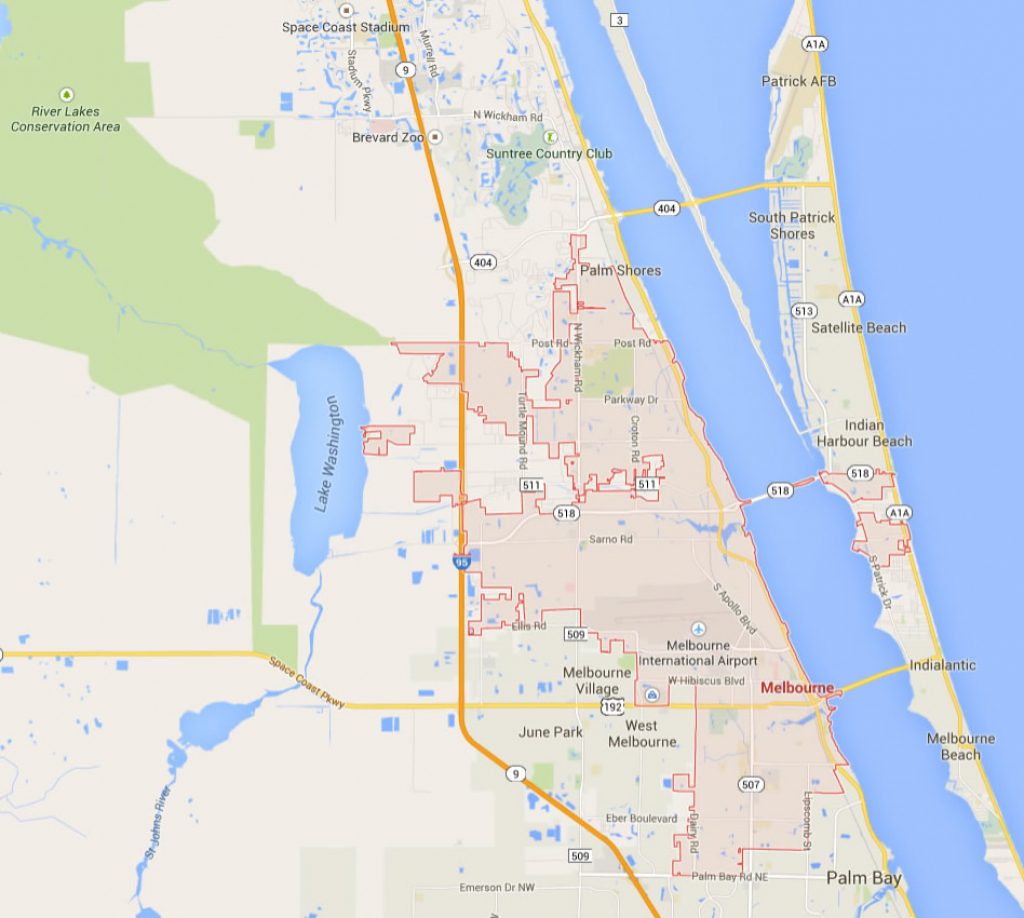 Melbourne Florida Map Satellite Beach Florida Map 1024x918 