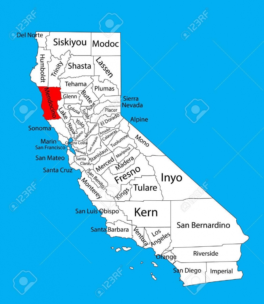 Mendocino County (California, United States Of America) Vector - Mendocino County California Map