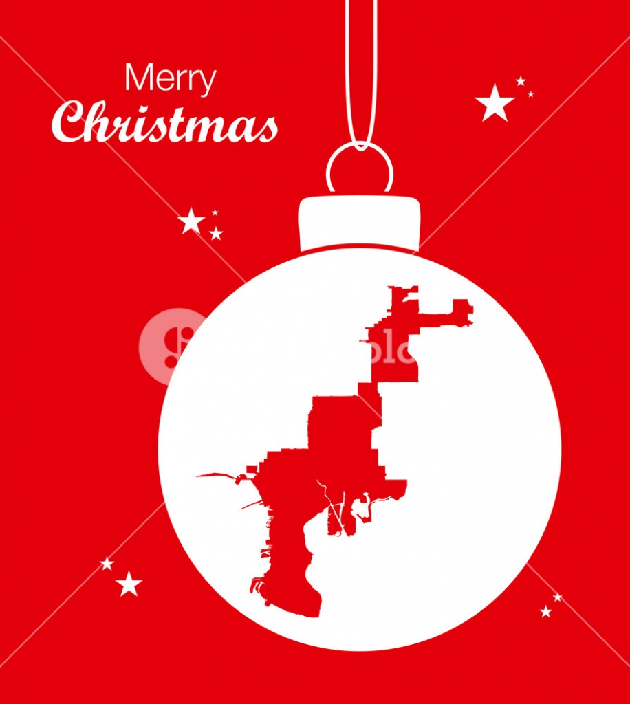 Merry Christmas Illustration Theme With Map Of Tampa Florida Royalty - Christmas Florida Map