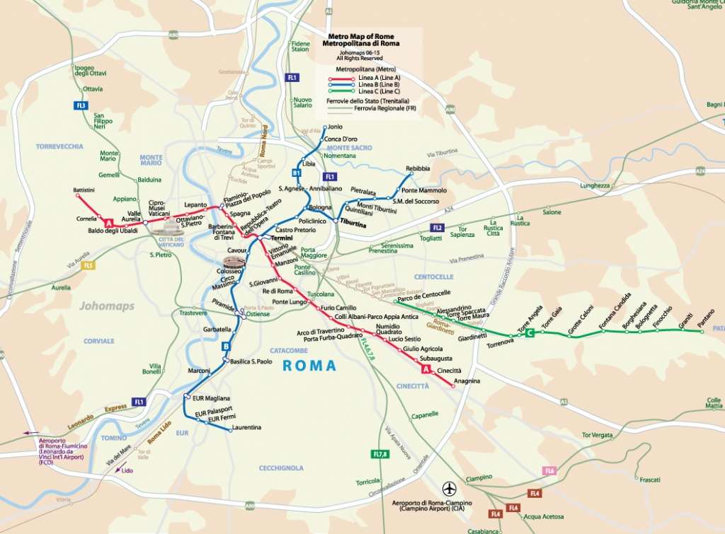 Metro Map Of Rome - Johomaps - Printable Rome Metro Map
