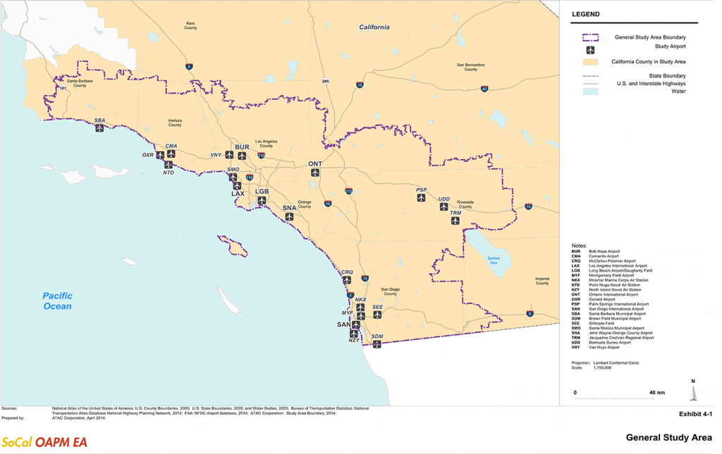 Metroplex Environmental-Southern California Metroplex - Southern California Airports Map