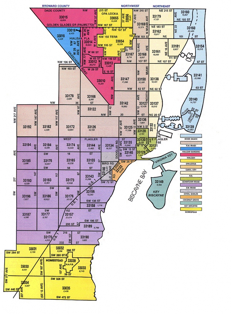Miami-Dade Zip Code Map - Map Of Dade County Florida
