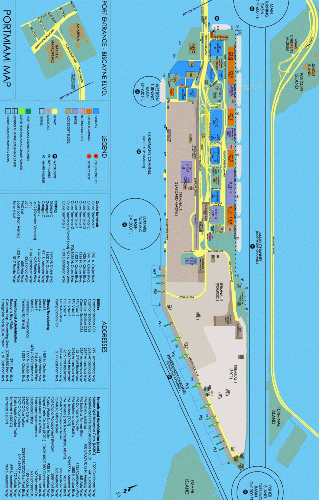 Miami (Florida) Cruise Port Map (Printable) | Taste Of Travel In 2019 - Cruise Terminal Tampa Florida Map