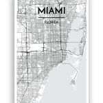 Miami Map Art Print | Graphic • Signage | Miami Map, Map Art   Miami City Map Printable