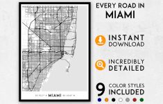 miami map print miami print florida map miami city map etsy miami city map printable Miami Map Print Miami Print Florida Map Miami City Map | Etsy - Miami City Map Printable