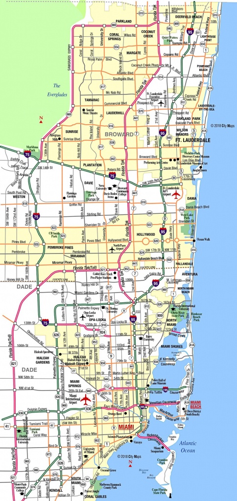 Miami Metropolitan Area Highways - Aaccessmaps - Map Of Miami Beach Florida