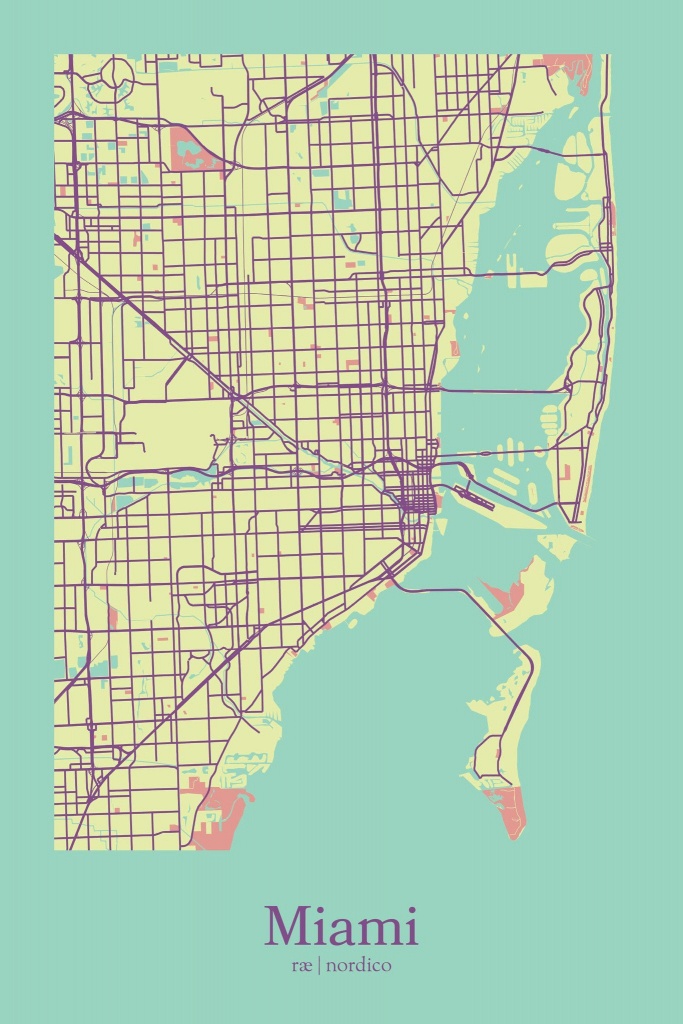 Miami, Usa Map Printrae Nordico #map #miami #florida | City Maps - Miami Florida Map
