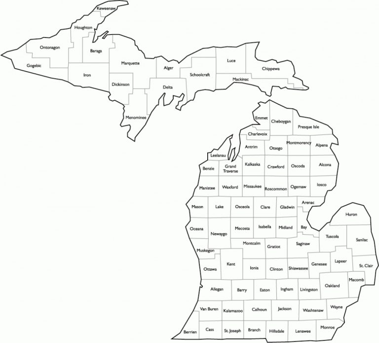 Michigan County Map With Names Michigan County Maps Printable