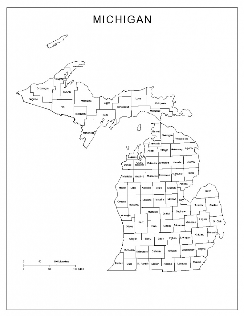 Michigan Labeled Map - Michigan County Maps Printable