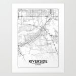 Minimal City Maps   Map Of Riverside, California, United States Art Print   Printable Map Of Riverside Ca