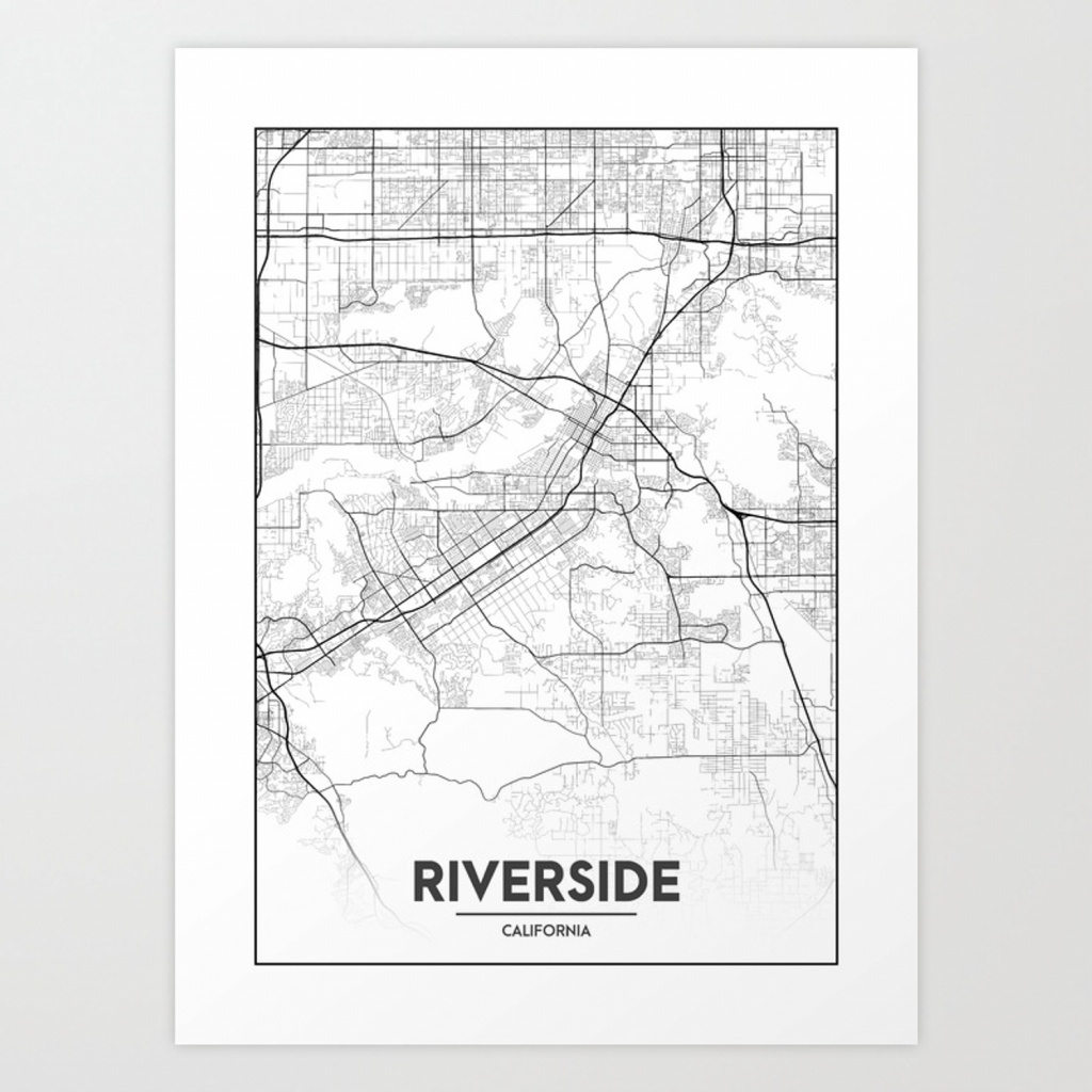 Minimal City Maps - Map Of Riverside, California, United States Art Print - Printable Map Of Riverside Ca