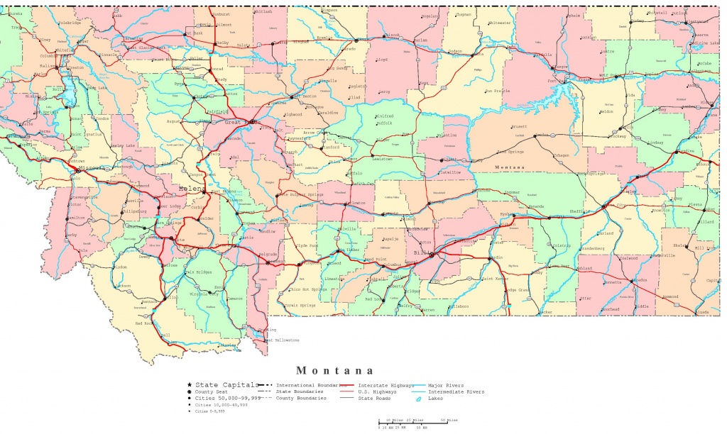 Montana Printable Map - Printable Road Maps By State