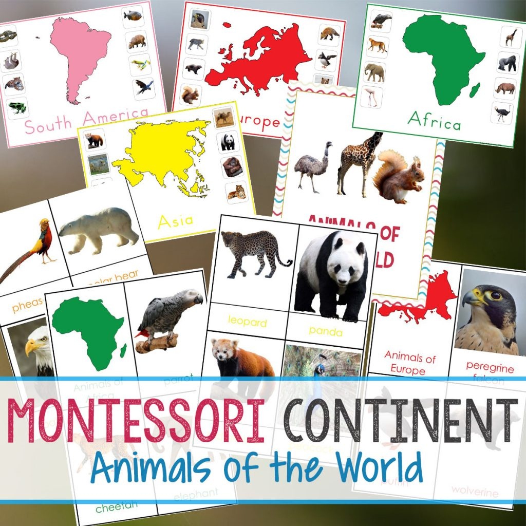 Montessori Animals And Continents Printables And Activities - Montessori World Map Free Printable