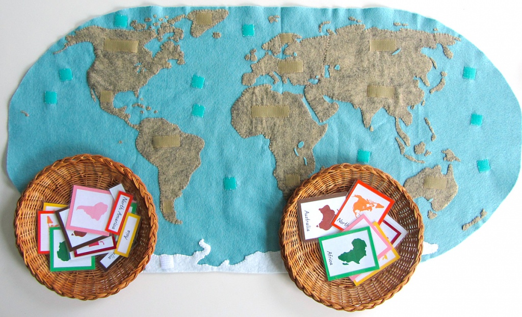 Montessori Continents Map &amp;amp; Quietbook With 3-Part Cards | Imagine - Montessori World Map Free Printable