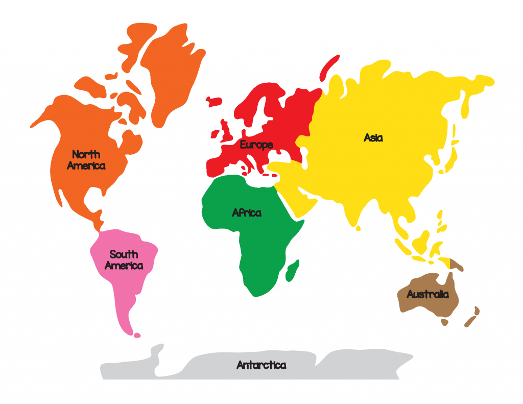 Montessori World Map And Continents - Gift Of Curiosity - Montessori World Map Printable