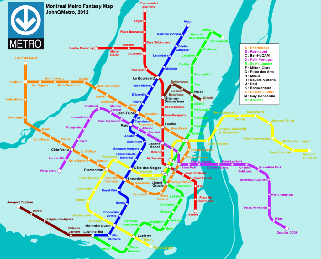 Montreal Future Metro Subway Expansion Map (Unofficial Proposal - Montreal Metro Map Printable