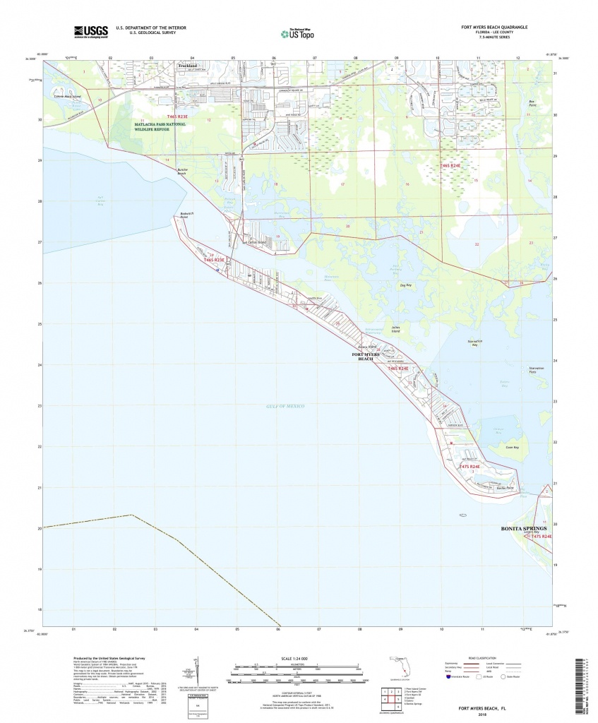 Mytopo Fort Myers Beach, Florida Usgs Quad Topo Map - Map Of Fort Myers Beach Florida