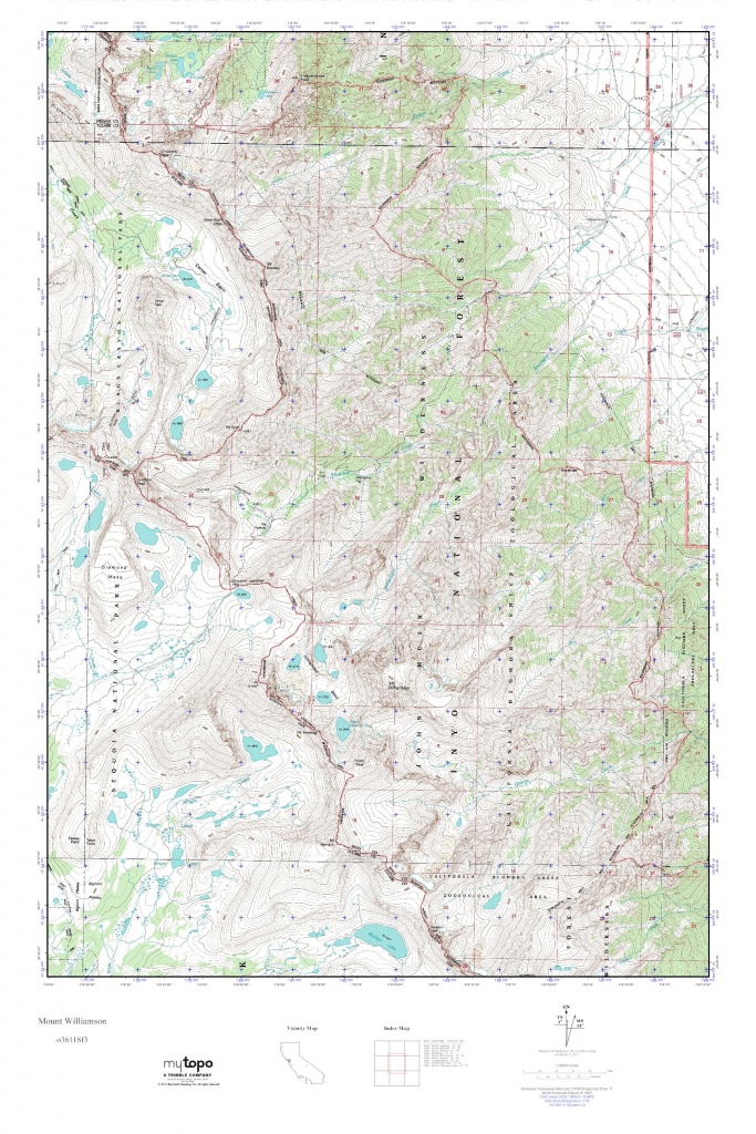 Mytopo Mount Williamson, California Usgs Quad Topo Map - Usgs Topo Maps California