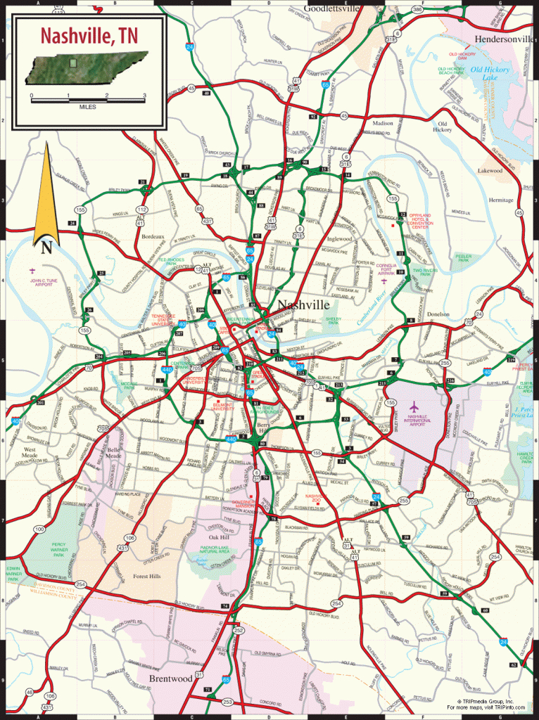 Nashville Tn Map - Printable Map Of Nashville Tn