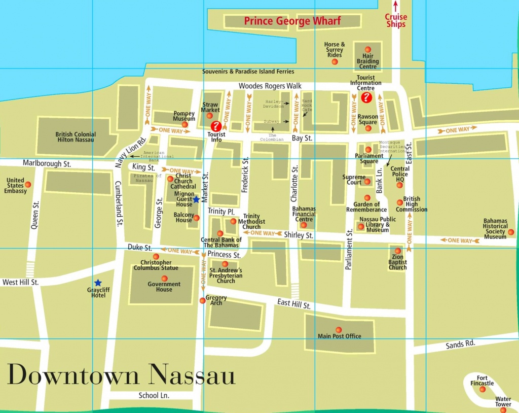 Nassau Downtown Map - Printable Map Of Nassau Bahamas