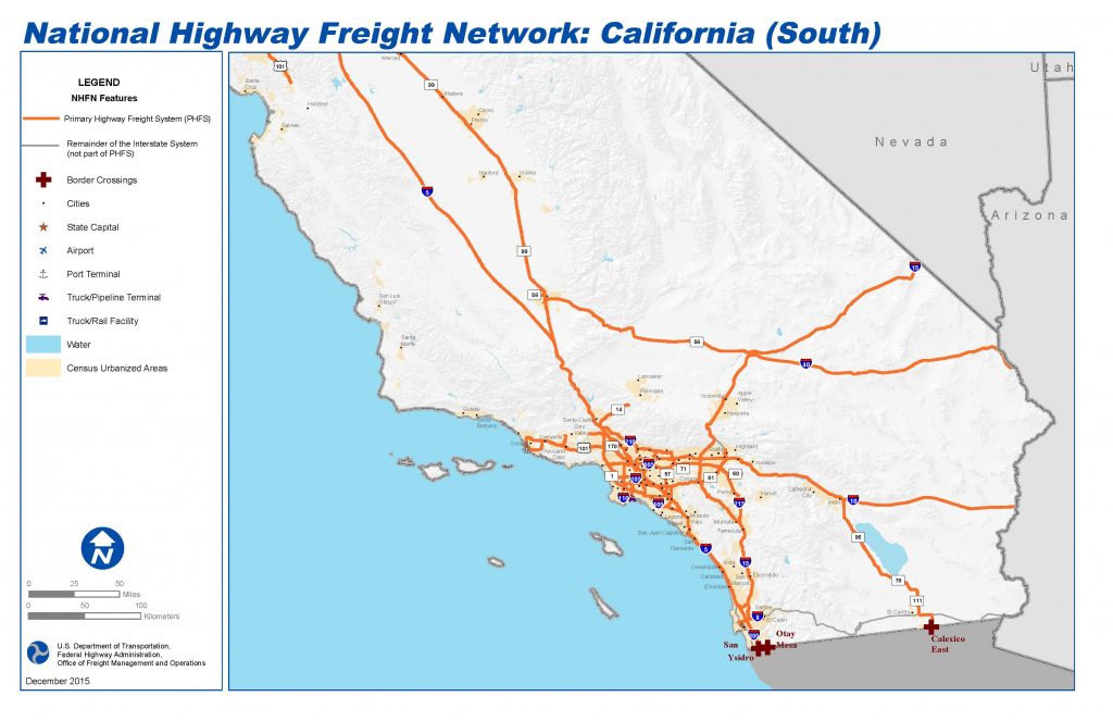 National Highway Freight Network Map And Tables For California ...