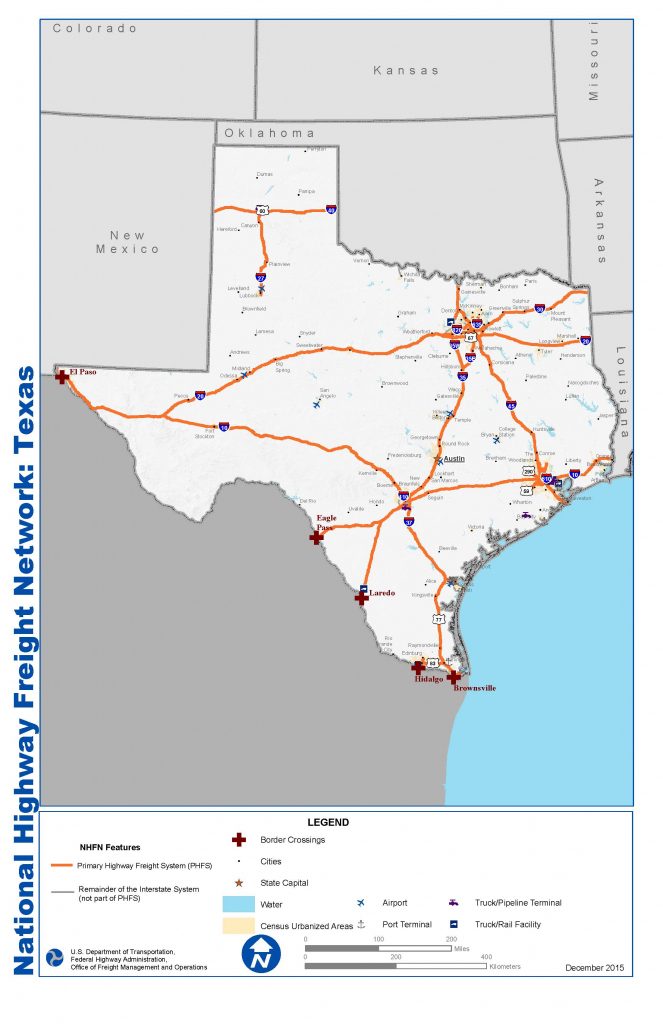 National Highway Freight Network Map And Tables For Texas - Fhwa - Map ...