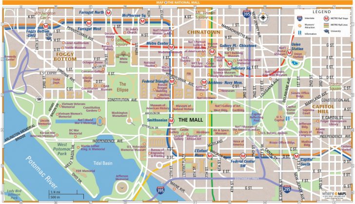 Washington Dc Map Of Attractions Printable Map