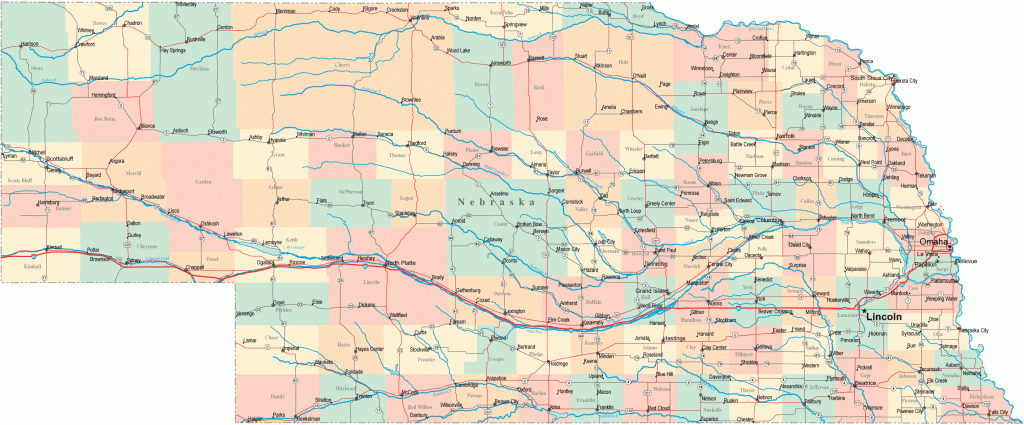 Nebraska Road Map - Ne Road Map - Nebraska Highway Map - Printable Road Map Of Nebraska