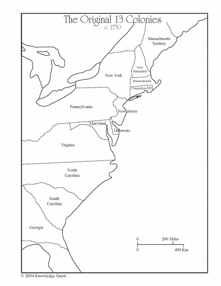 Map Of The Thirteen Colonies Printable