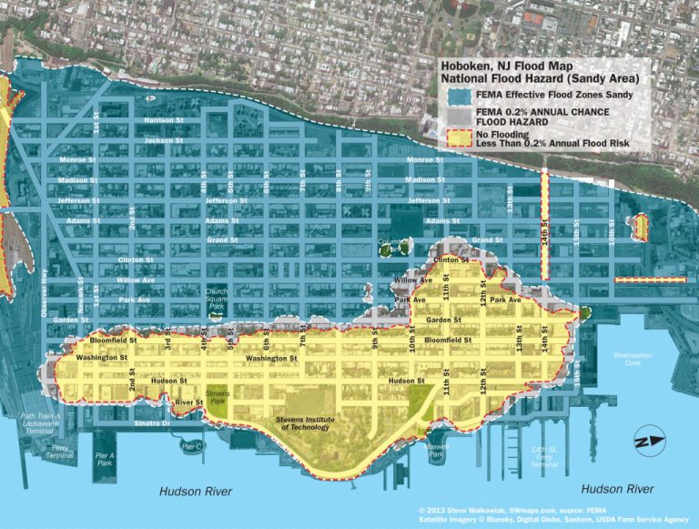 New Hoboken Flood Map With Water Levels, Post Hurricane Sandy Florida