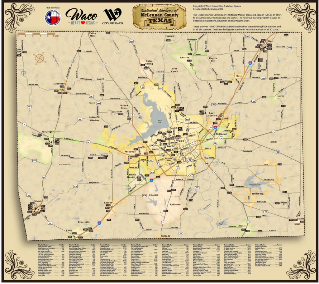 New Map Available Historical Markers Of Mclennan County Waco