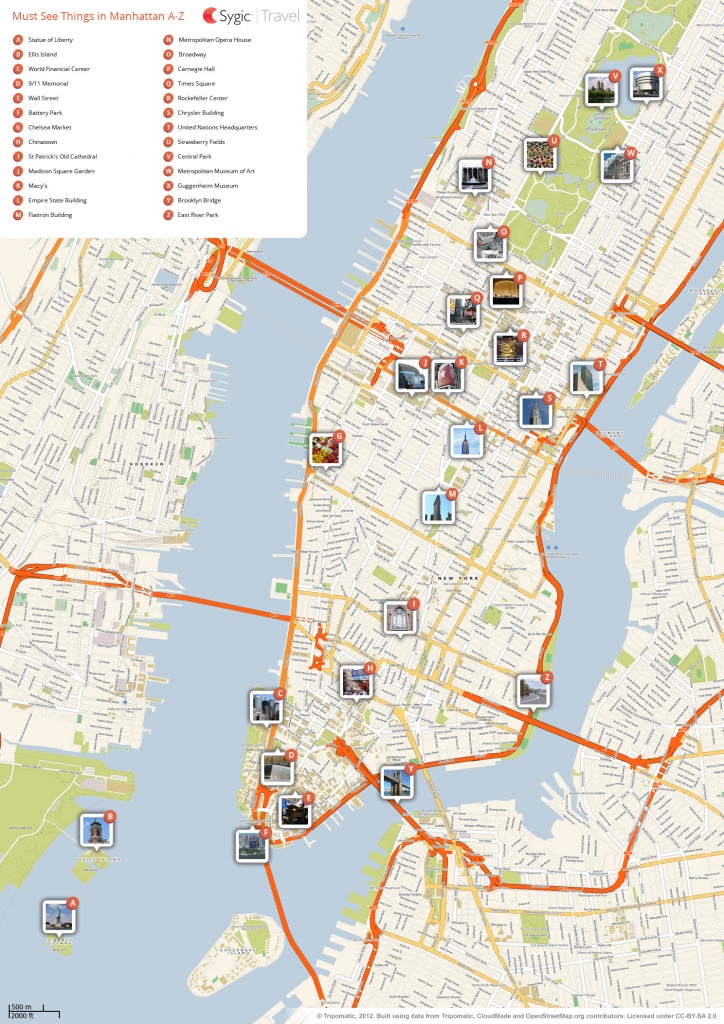 New York City Manhattan Printable Tourist Map | Sygic Travel - Manhattan City Map Printable