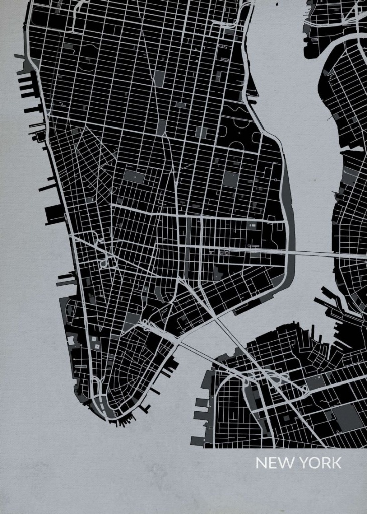 New York City Street Map Print Charcoal - York Street Map Printable